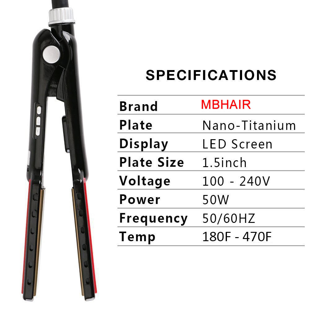 MBHAIR Left-Hand LCD Display Titanium plates Straightener Iron